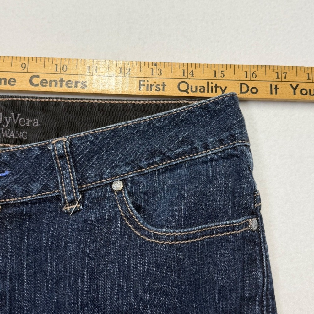 Simply Vera Vera Wang Straight Leg Jeans Dark Wash Blue Womens 10 - Picture 6 of 8